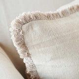 Luca Boho Linen Cushion - Natural
