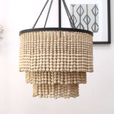 Round Beaded Chandelier - Natural