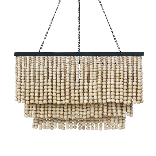Rectangle Beaded Chandelier - Natural