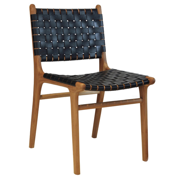 Leather Strapping Chair - Black