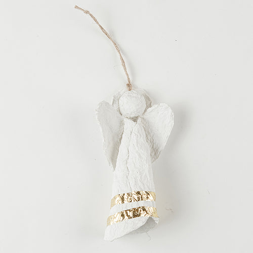 Papier Mache Angel Xmas Decoration - White