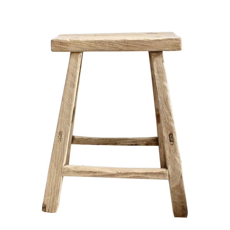 Antique Elm Workers Stool