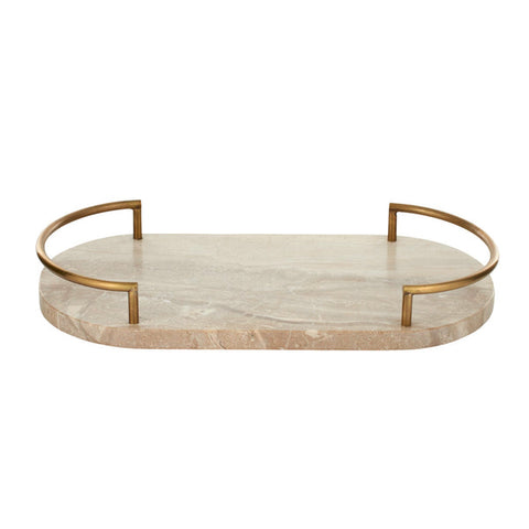 Celine Marble Tray with Brass Handles