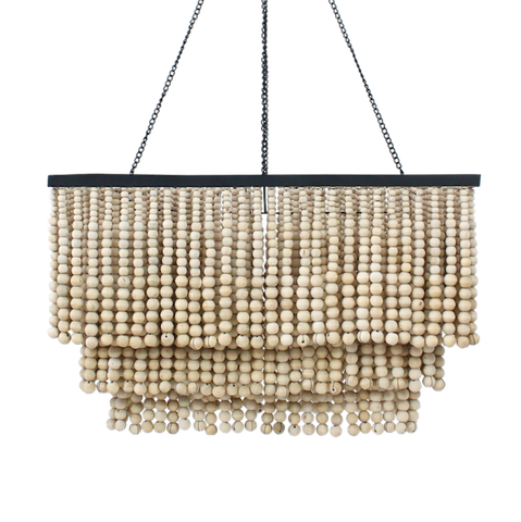 Rectangle Beaded Chandelier - Natural