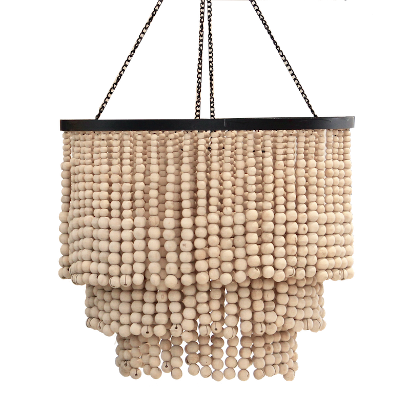 Round Beaded Chandelier - Natural