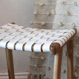 Leather Strapping Stool - White