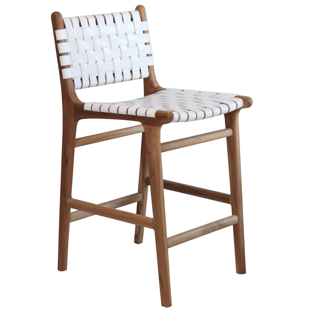 Leather Bar Stool with Back - White