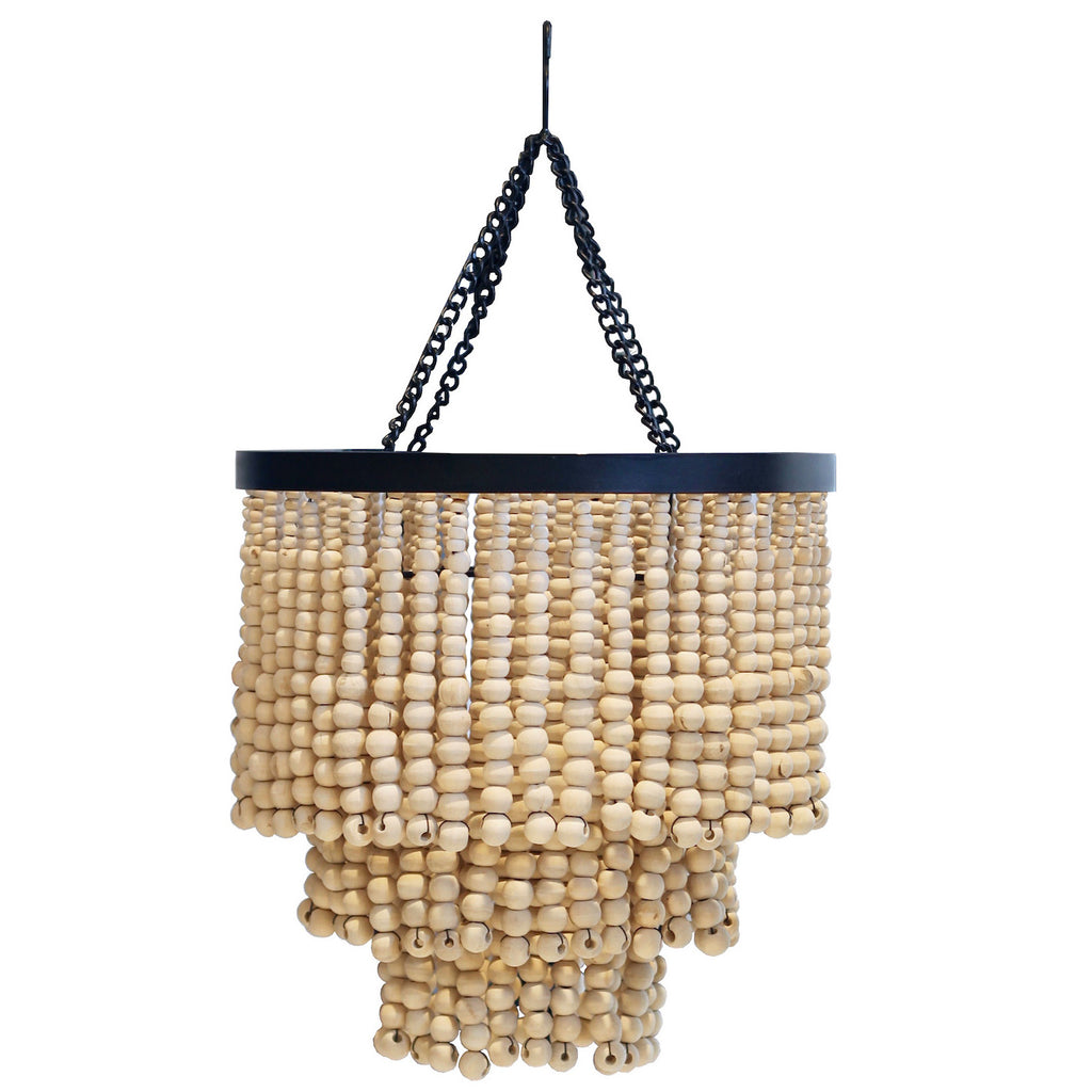 Round Beaded Chandelier - Natural - Small